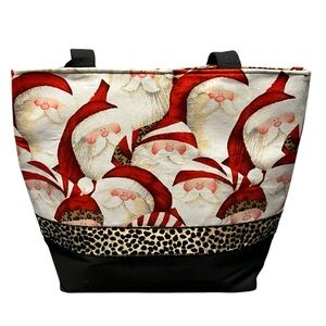Santa Head Lined Tote Bag